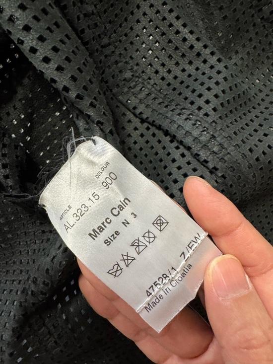 Marc Cain Black Perforated Leather Blazer Jacket Size Small - Picture 6 of 12